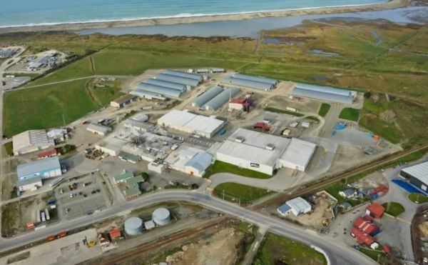Aerial view of McCain food processing facility in Timaru, New Zealand showing site infrastructure and plant layout