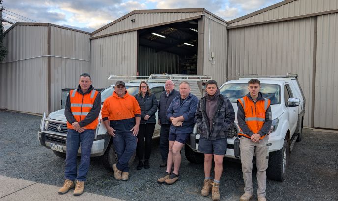 Level Plumbing Shepparton team led by Richard Grogan at their Shepparton workshop.