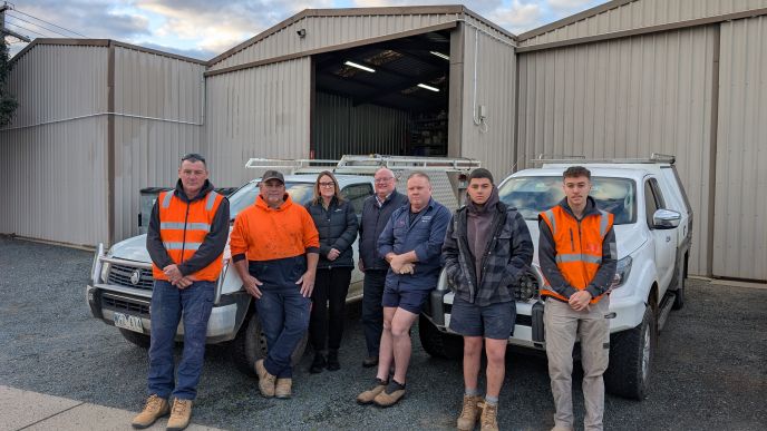 Level Plumbing Shepparton team led by Richard Grogan at their Shepparton workshop.