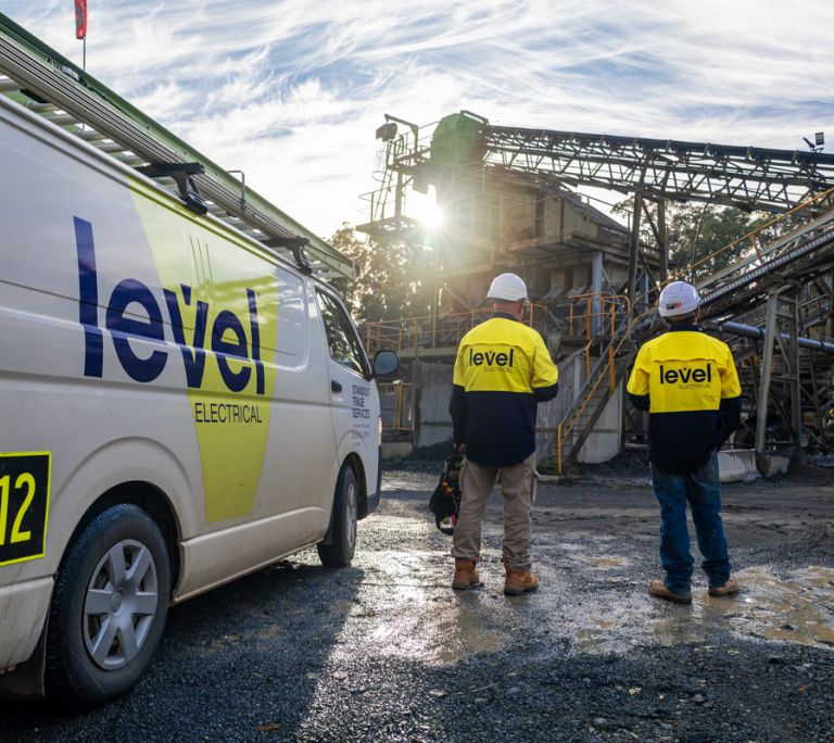 Level Electrical team and branded van on-site, representing the Level Group alliance of locally owned plumbing and electrical businesses across Australia and New Zealand.